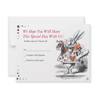 Alice In Wonderland Bat Mitzvah Reply Card Personalized Invite by Marlalove73
