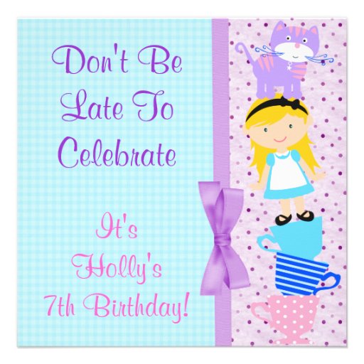 Alice In Wonderland Birthday Celebration Announcements