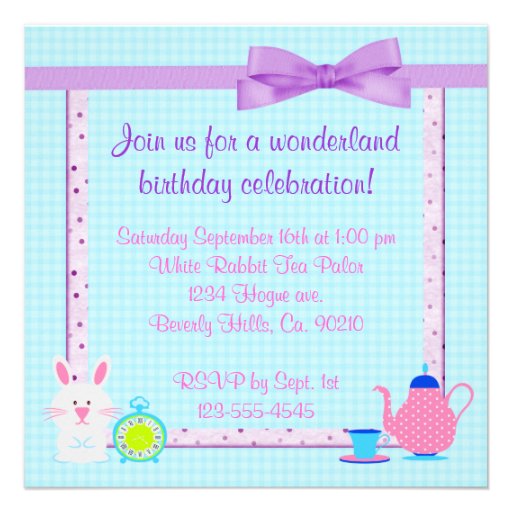 Alice In Wonderland Birthday Celebration Announcements
