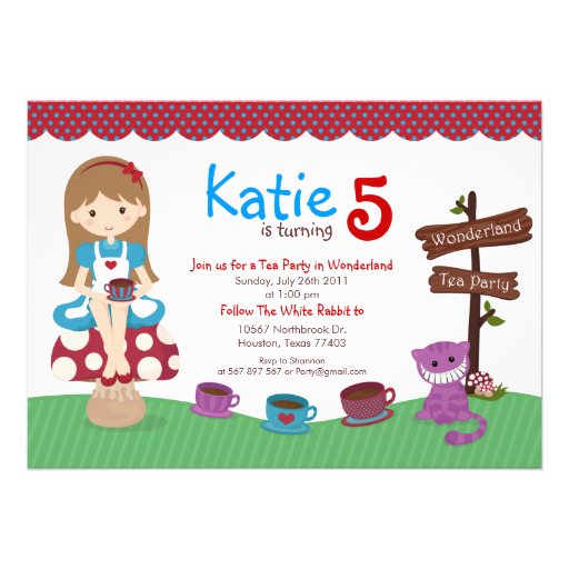 Alice in Wonderland Birthday Invitation