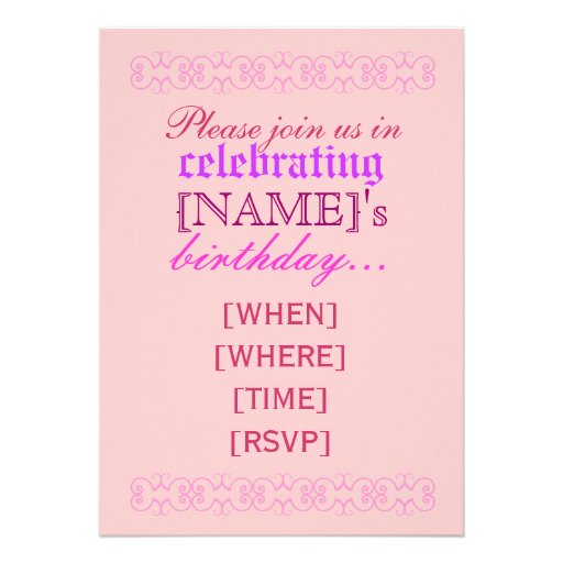 Alice in Wonderland Birthday Party Invitation