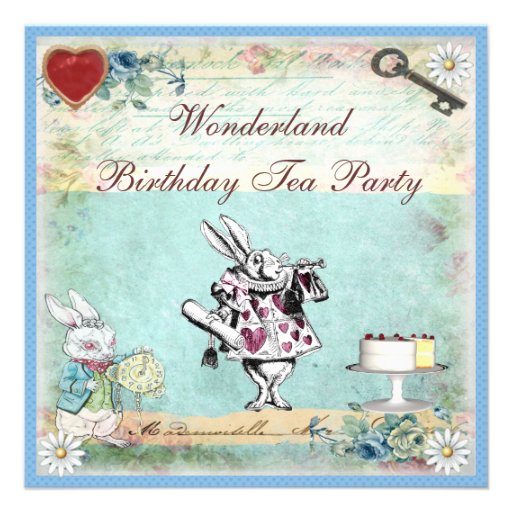 Alice in Wonderland Birthday Tea Party Invites