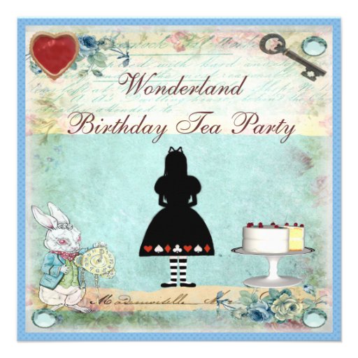 Alice in Wonderland Birthday Tea Party Invites