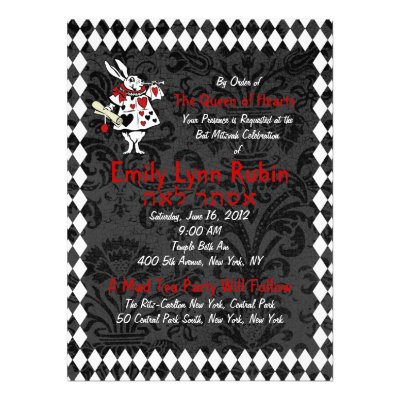 Alice in Wonderland Black Party Invitation