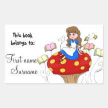 Alice in Wonderland Book Label Rectangular Stickers