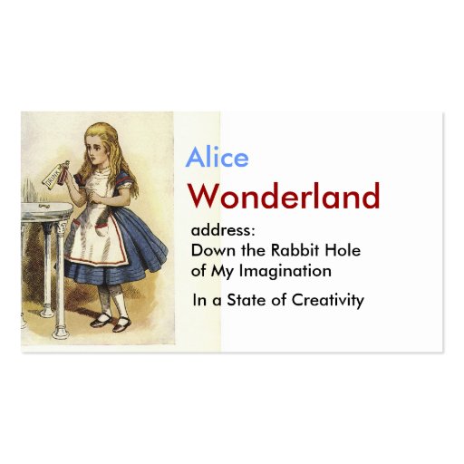 Alice in Wonderland Business Card (front side)