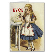Alice in Wonderland BYOB invite card cards
