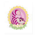 Alice in Wonderland Cheshire Cat grinning flowers print
