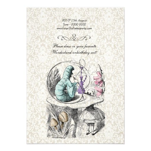 Alice in Wonderland Cheshire Tea Party Birthday Personalized Invites