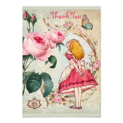 Alice in Wonderland Collage Thank You Baby Shower Announcements