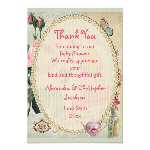 Alice in Wonderland Collage Thank You Baby Shower Announcements