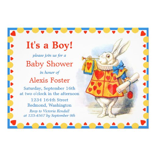Alice in Wonderland Custom Baby Shower Invites