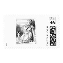 Alice in Wonderland Following White Rabbit Postage Stamp