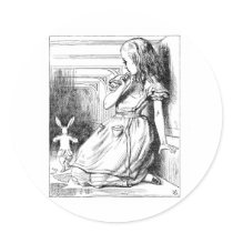 Alice in Wonderland Following White Rabbit stickers