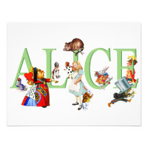 ALICE IN WONDERLAND & FRIENDS PERSONALIZED INVITATIONS