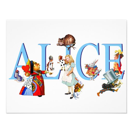 ALICE IN WONDERLAND & FRIENDS PERSONALIZED ANNOUNCEMENT
