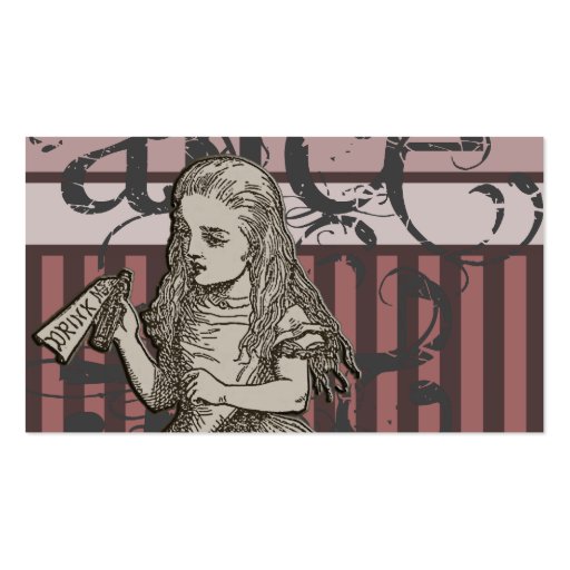 Alice In Wonderland Grunge (Pink) Business Card Template (back side)