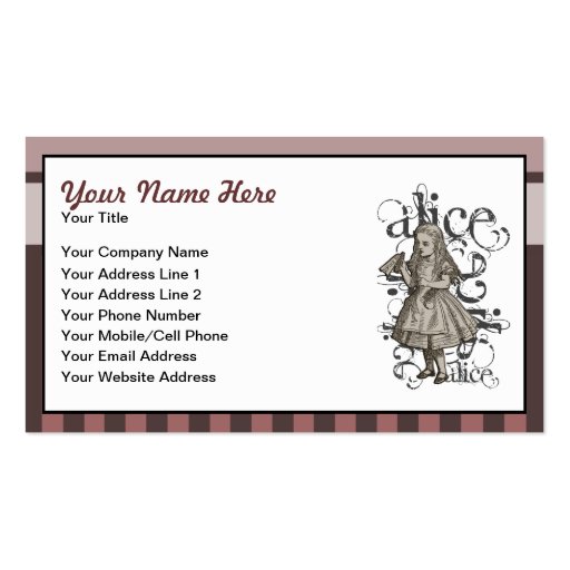 Alice In Wonderland Grunge (Pink) Business Card Template