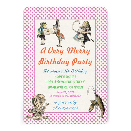 Alice In Wonderland Invitation  Birthday Party