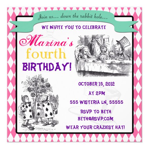 Alice in Wonderland Invitation - Birthday, Shower,