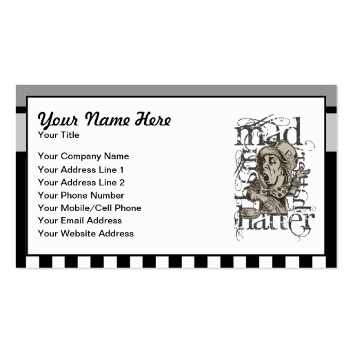 Alice In Wonderland Mad Hatter Grunge Business Card Template