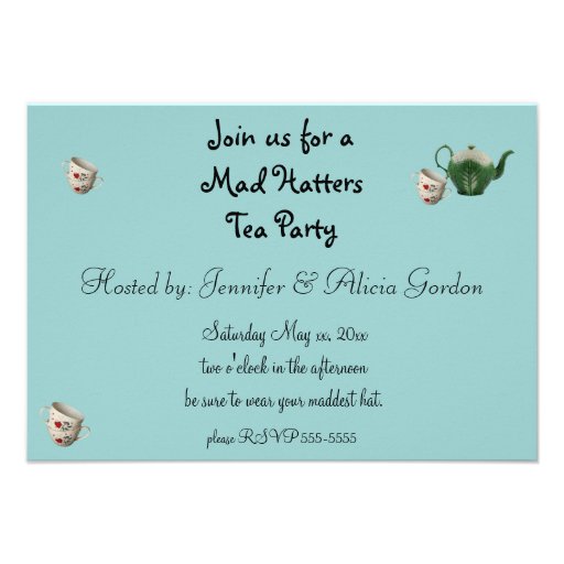 Alice in Wonderland Mad Hatter Tea Party Custom Announcement