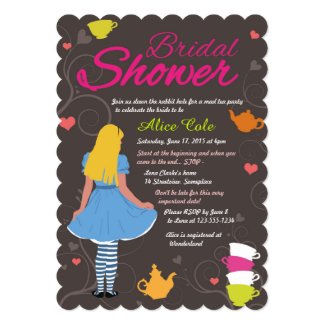 Alice in Wonderland mad tea party bridal shower 5x7 Paper Invitation Card