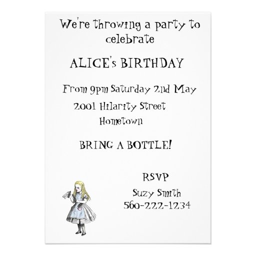 Alice in Wonderland Party Invitation Card