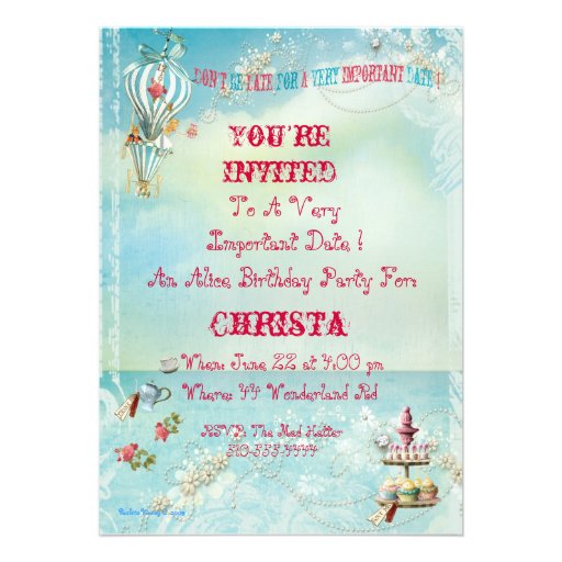 Alice In Wonderland Party Invitations