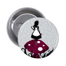 Alice in Wonderland Pin Button