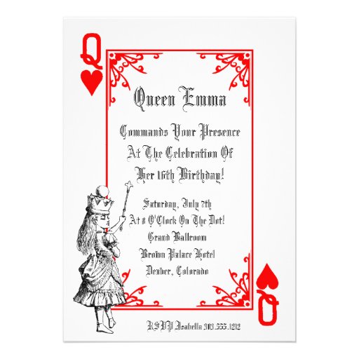 Alice In Wonderland Playing Card  Party Invitation