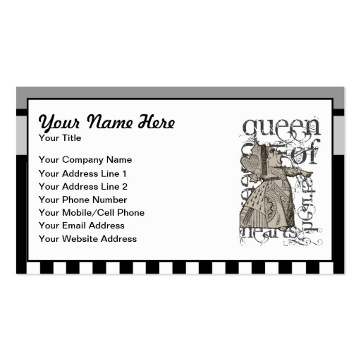 Alice In Wonderland Queen of Hearts Grunge Business Card Templates (front side)