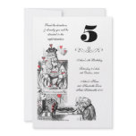 Alice in Wonderland Red Hearts Tea Party Birthday Personalized Announcements