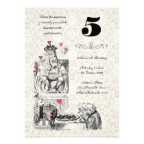 Alice in Wonderland Red Hearts Tea Party Birthday Invite