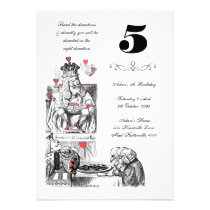 Alice in Wonderland Red Hearts Tea Party Birthday Personalized Announcements