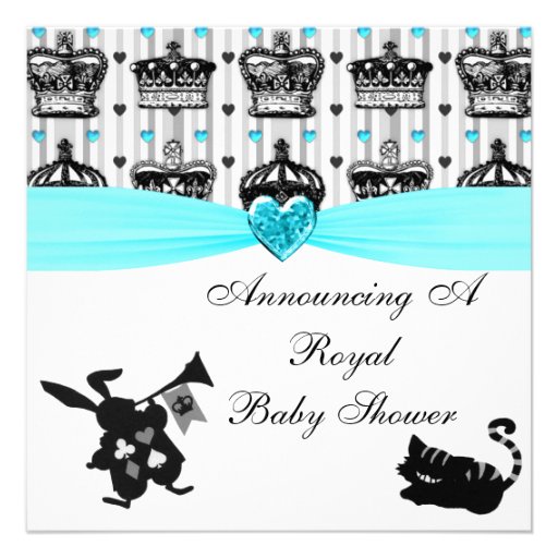 Alice In Wonderland Royal Crowns Baby Shower Personalized Announcements