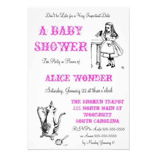 Alice in Wonderland Shower Invitation