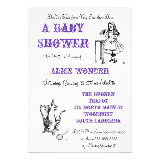 Alice in Wonderland Shower Invite