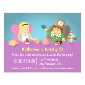 Alice in Wonderland Tea Party Birthday Invitations
