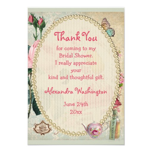 Alice in Wonderland Thank You Bridal Shower Custom Announcement