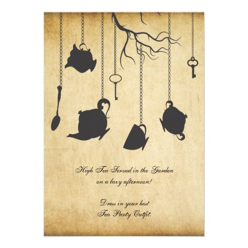 Alice in Wonderland Unbirthday Birthday Tea Party Custom Invite