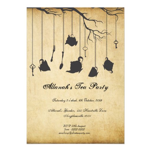 Alice in Wonderland Unbirthday Birthday Tea Party Custom Invite