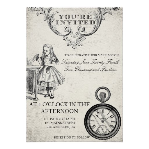 Alice in Wonderland Wedding Invitation