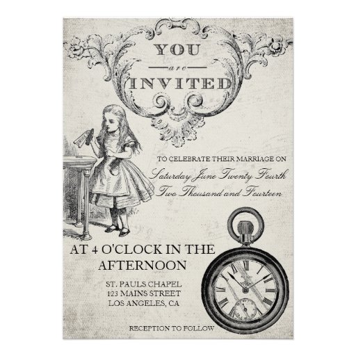 Alice in Wonderland Wedding Invitation