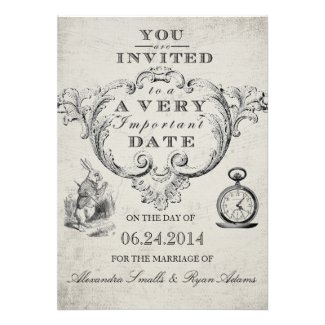 Vintage Alice in Wonderland Wedding Invitations