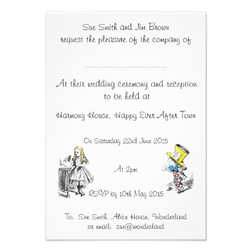 Alice in Wonderland Wedding Invitation Card