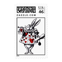 Alice in Wonderland White Rabbit Colorized Postage Stamp