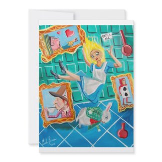 ALICE IN WONDERLAND WHITE RABBIT FALLING invitation