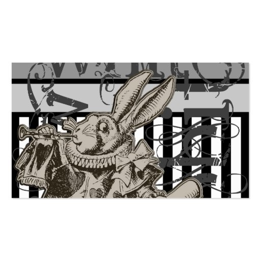 Alice In Wonderland White Rabbit Grunge Business Card Templates (back side)