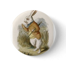 Alice in Wonderland: White Rabbit in Color Pinback Buttons
